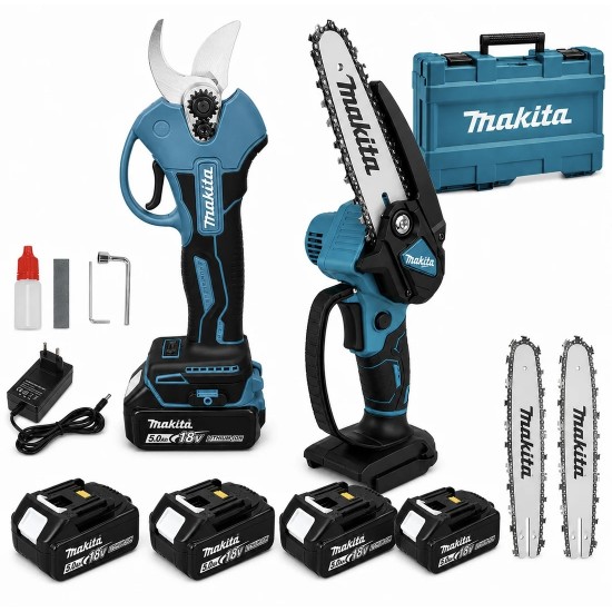  Makita Σετ Κλαδέματος 18V Ψαλίδι Κλαδέματος & Αλυσοπρίονο με 4 Μπαταρίες και Βαλίτσα
